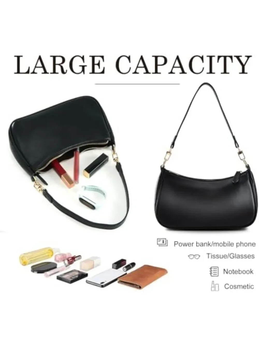Chic Vegan Leather Crossbody Shoulder Bag | Small Hobo Clutch Purse for Women